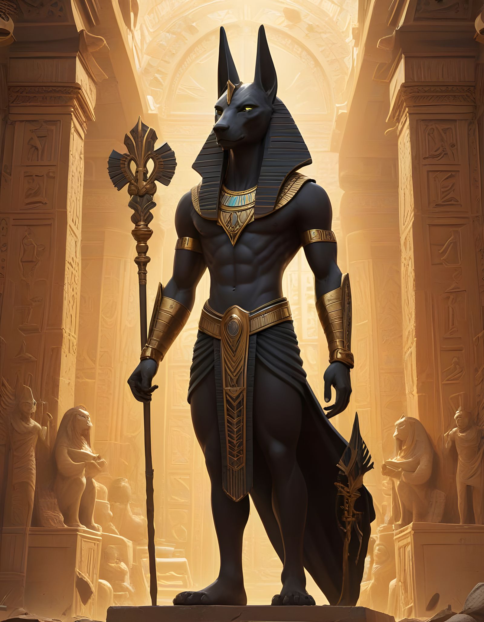 Egyptian God Anubis in Triadic Colors