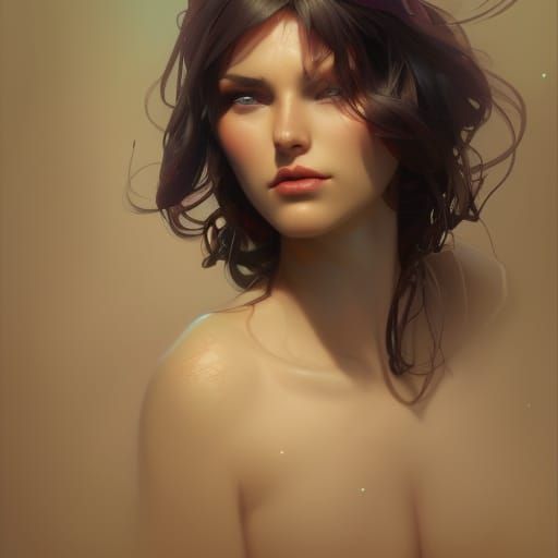 Detailed Portrait of a Temptress in Art Nouveau Style