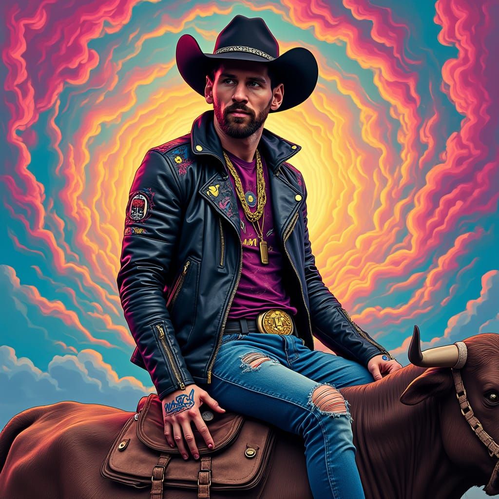 Cowboy Messi in Neon Rodeo Vortex