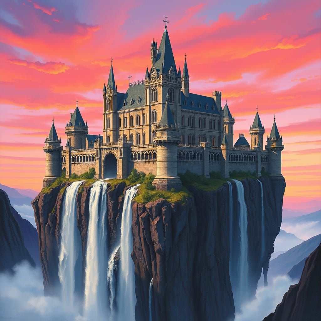 Ethereal Castle Amidst Floating Islands