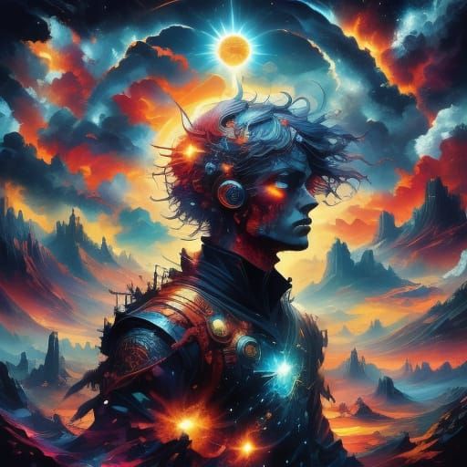 Vibrant Amoeba-Inspired Digital Art with Glitch Effects