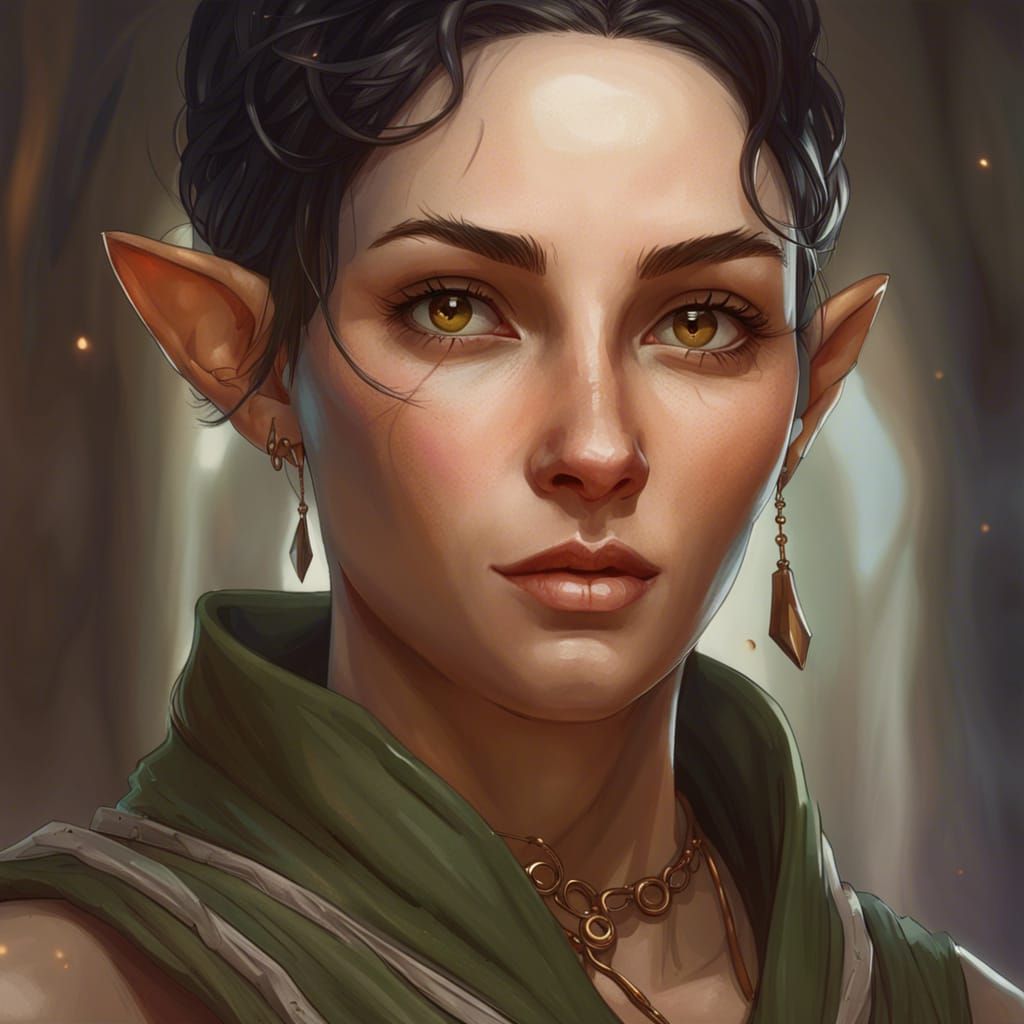 Elf Monk Portrait: Detailed Digital Art