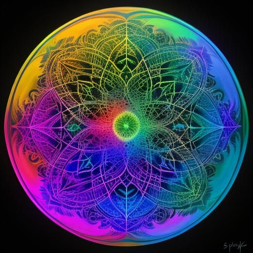 Psychedelic Fractal Spirograph in Glass Sphere