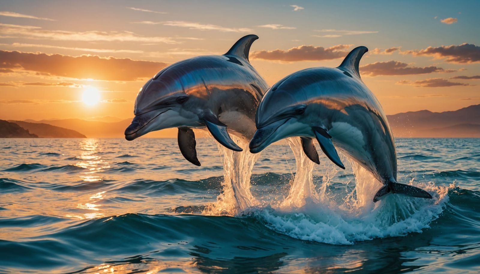 Dolphins Leap into Vibrant Sunset