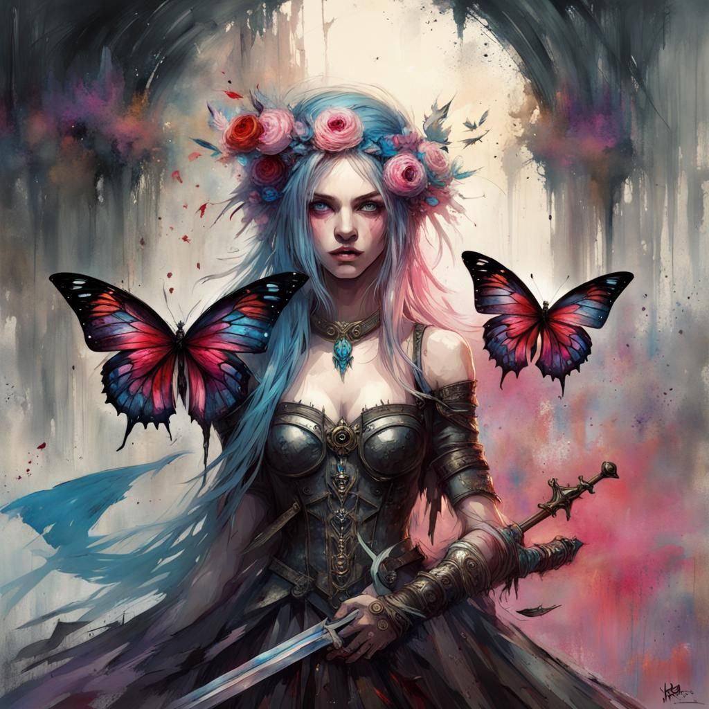 Enchanted Fairy Queen with Sword, Gothic Dark Fantasy