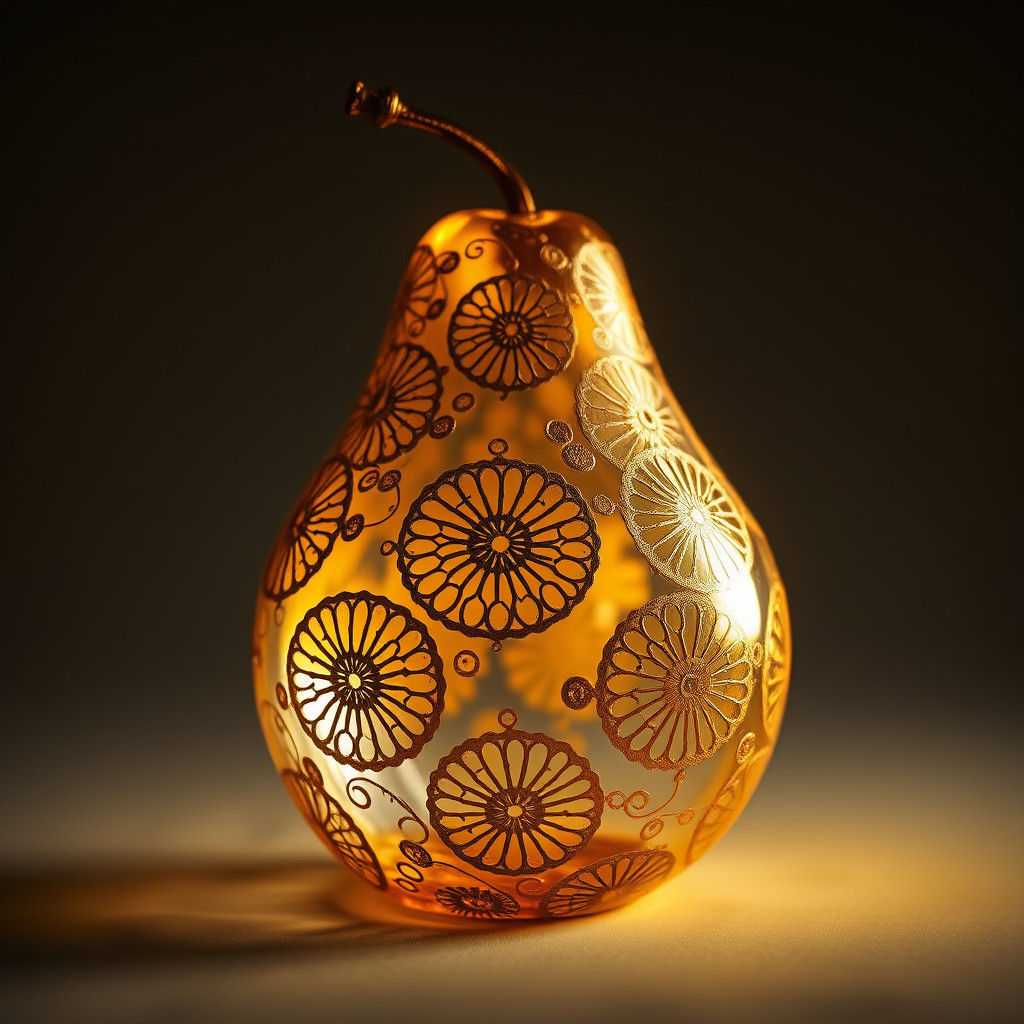 Golden Filigree Pear in Dutch Still Life Style
