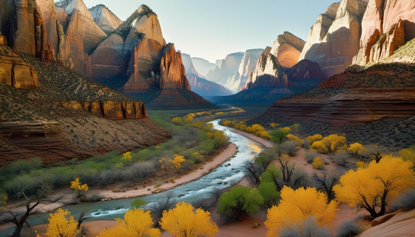 Zion National Park: Golden Hour Desert Landscape