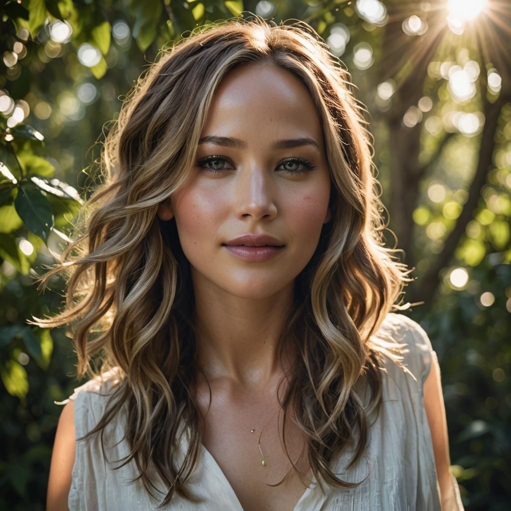 Youthful Woman Headshot with Bokeh in Natural Lighting