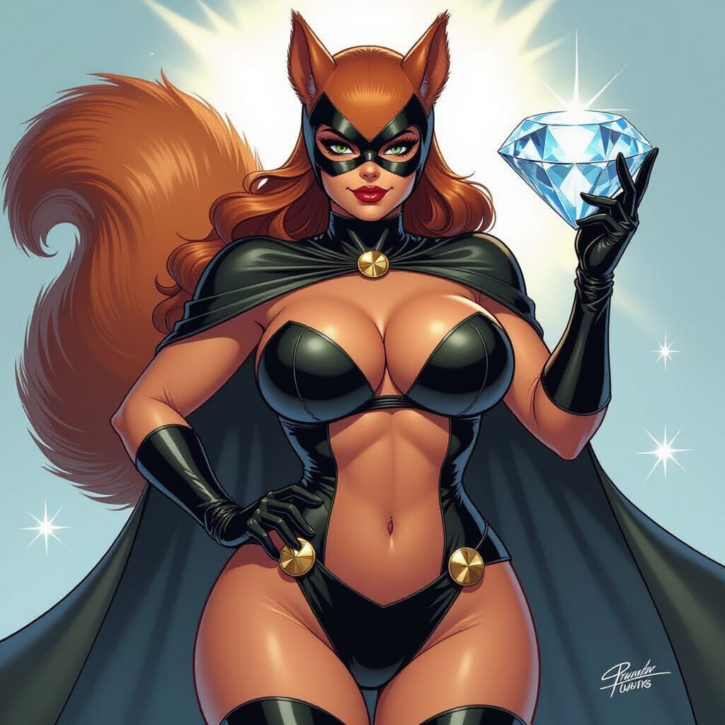 Squirrel Supervillain with Diamond, Comic Art