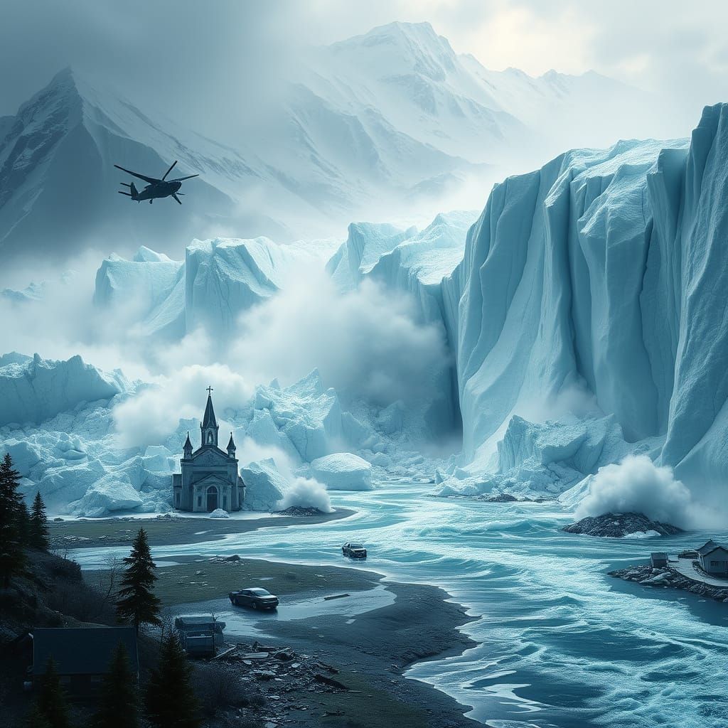 Dramatic Alaskan Glacier Calving Creates Tidal Wave