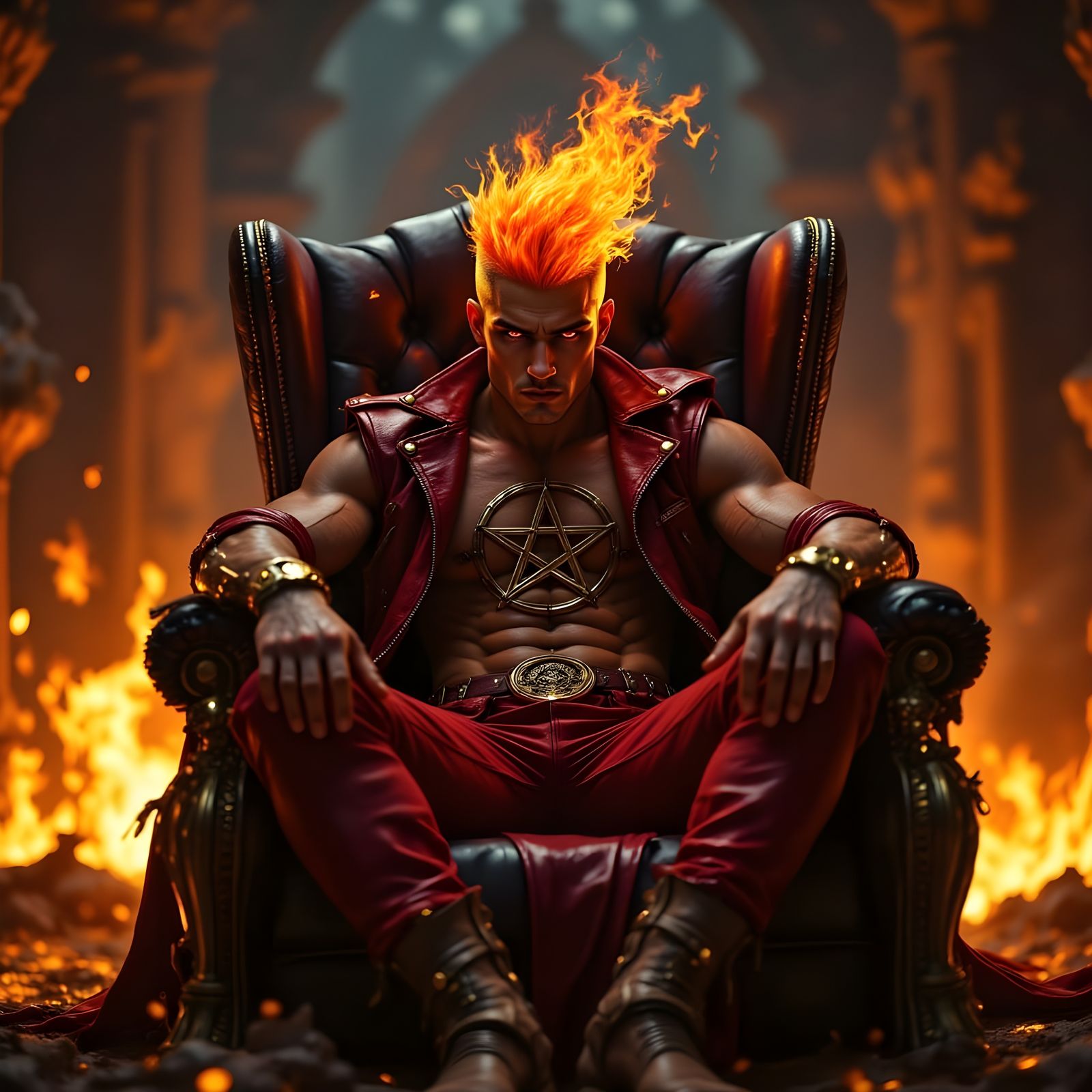 Daimon Hellstrom on Fiery Throne
