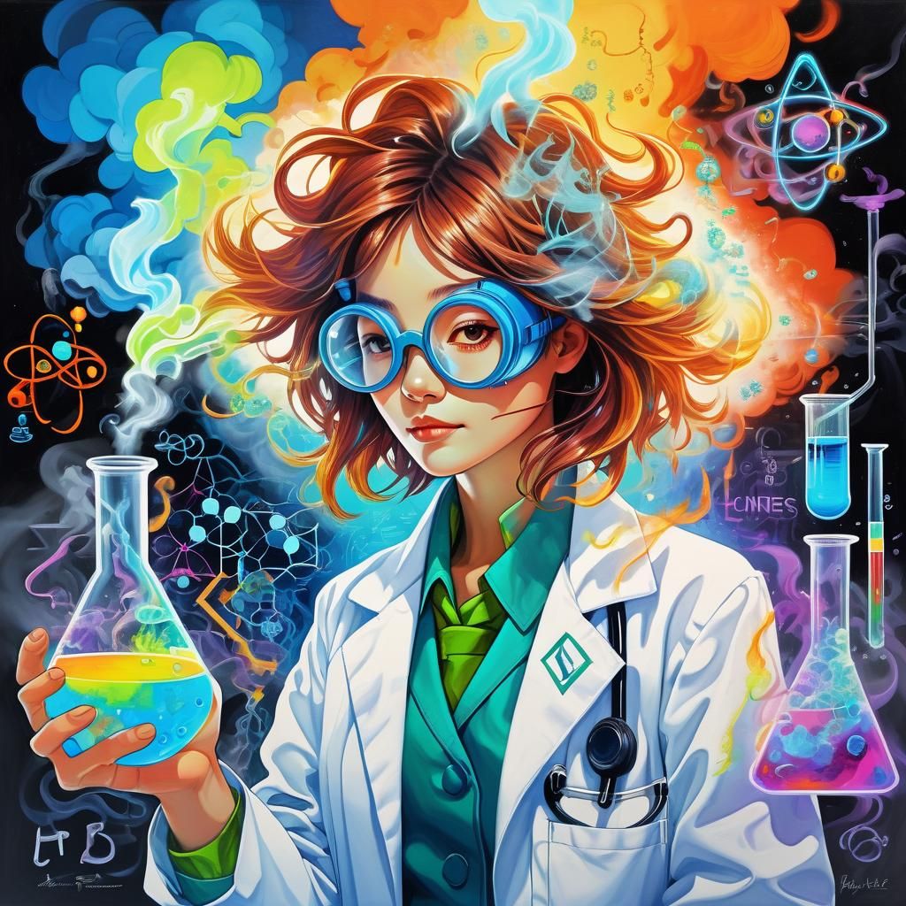 female scientist experimenting