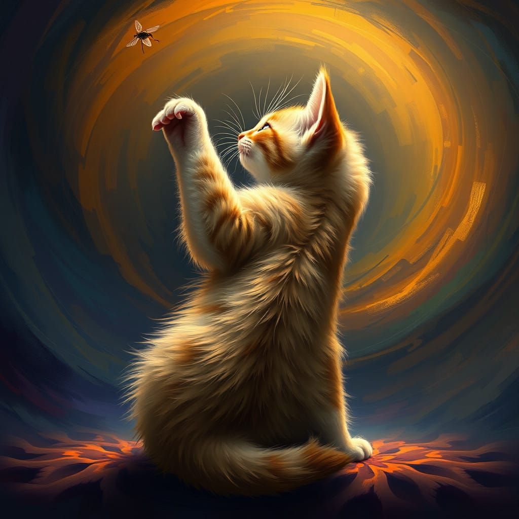 Regal Kitten Frozen in Mid-Swat