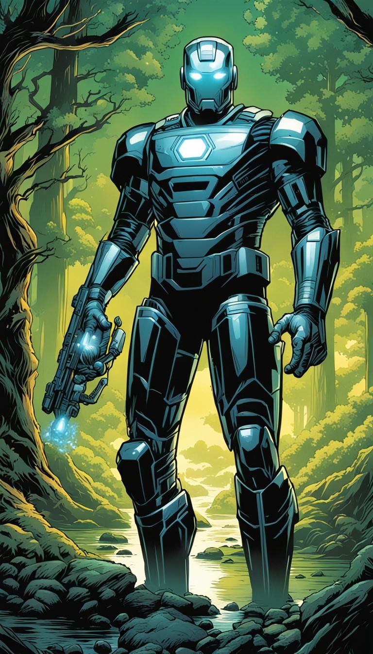 Android Man of the Future Helping Nature