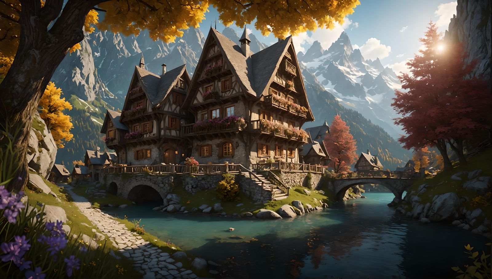 Dream Vacation in the Alps: Detailed Matte Painting