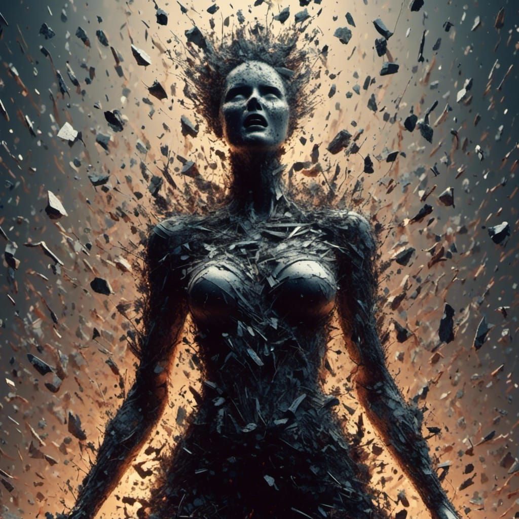 Anguished Woman's Body in Fractured Style