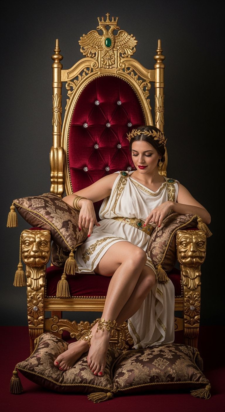 Roman Empress on Luxurious Gold Throne