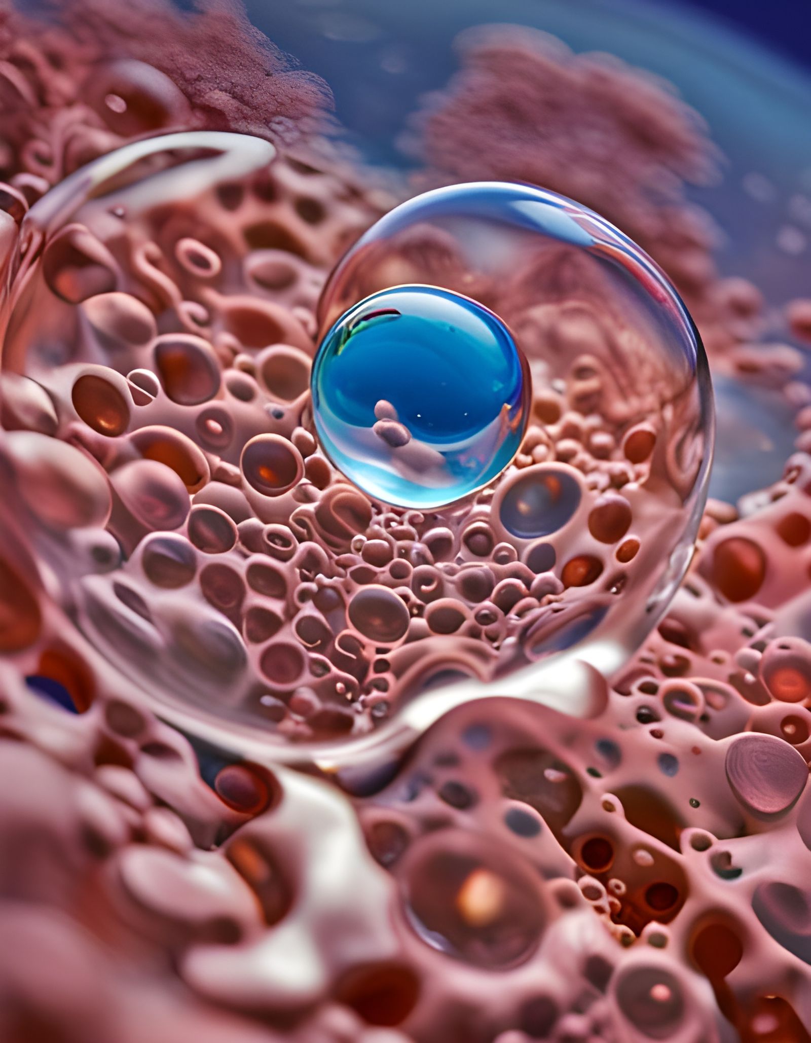 Hyperrealistic Coral and Bubbles in a Bubble