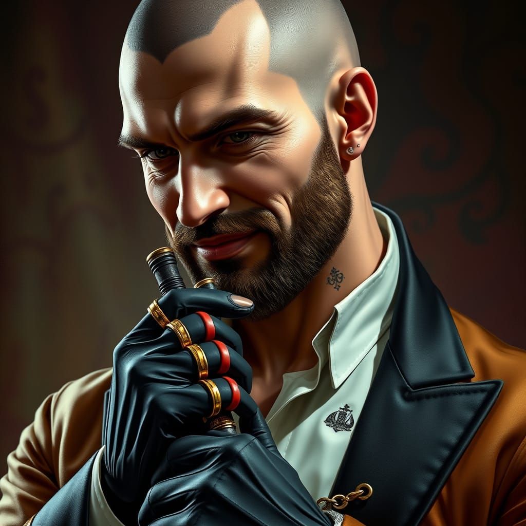 Hyperrealistic Portrait of a Suave, Enigmatic Figure