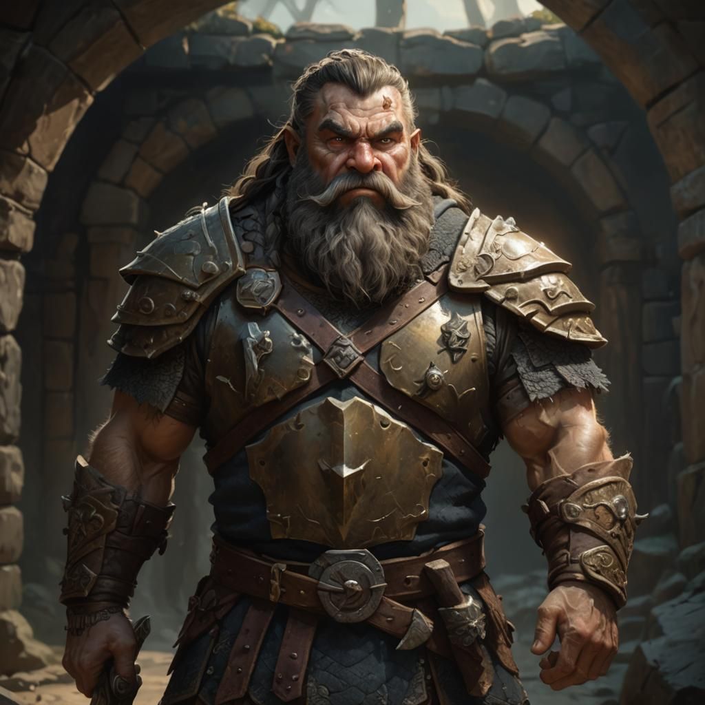 Dwarf Guardian with Axe in Fantasy Illustration