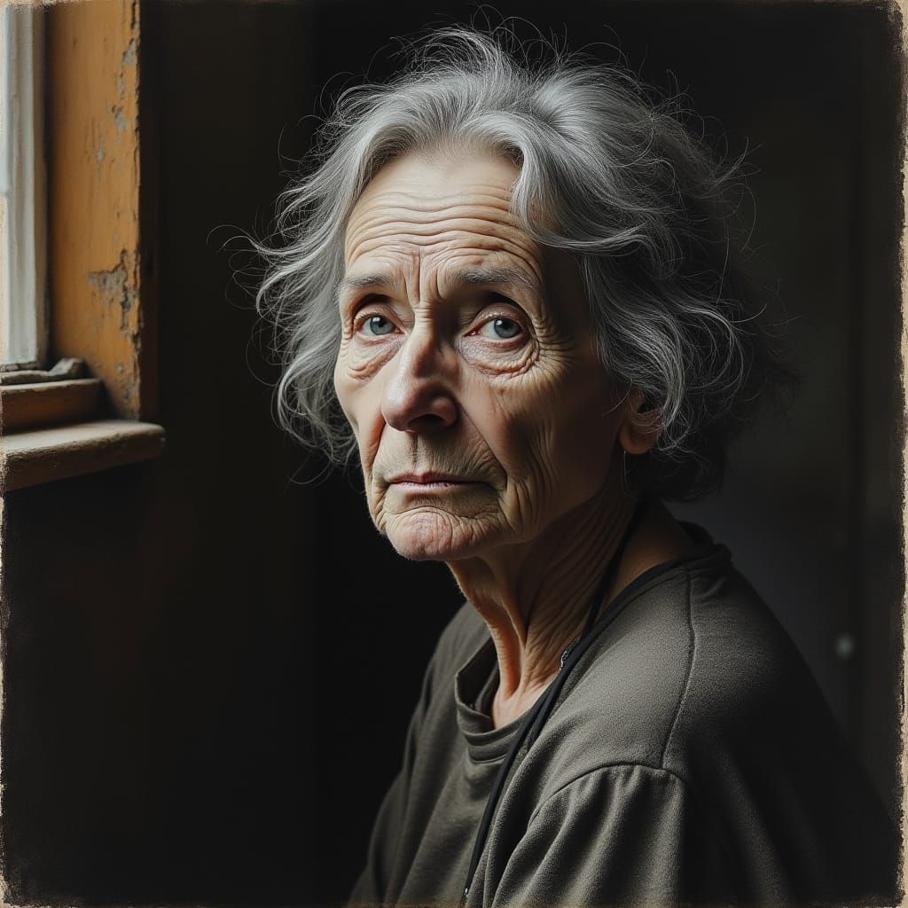 Elderly Woman in Warmly Lit Intimate Room