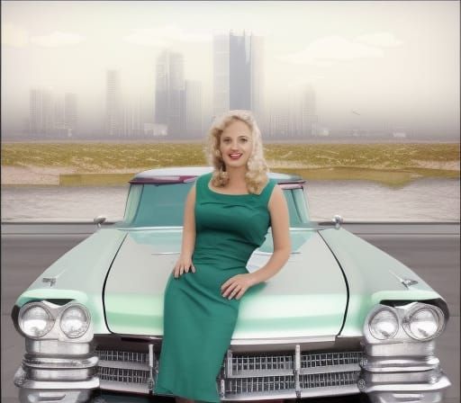 Pink 1959 Cadillac Eldorado with Pinup Girl