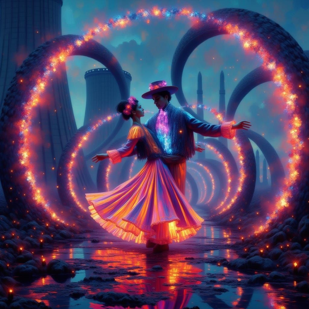 Flamenco Dancers in Neon Outfits at Power Plant