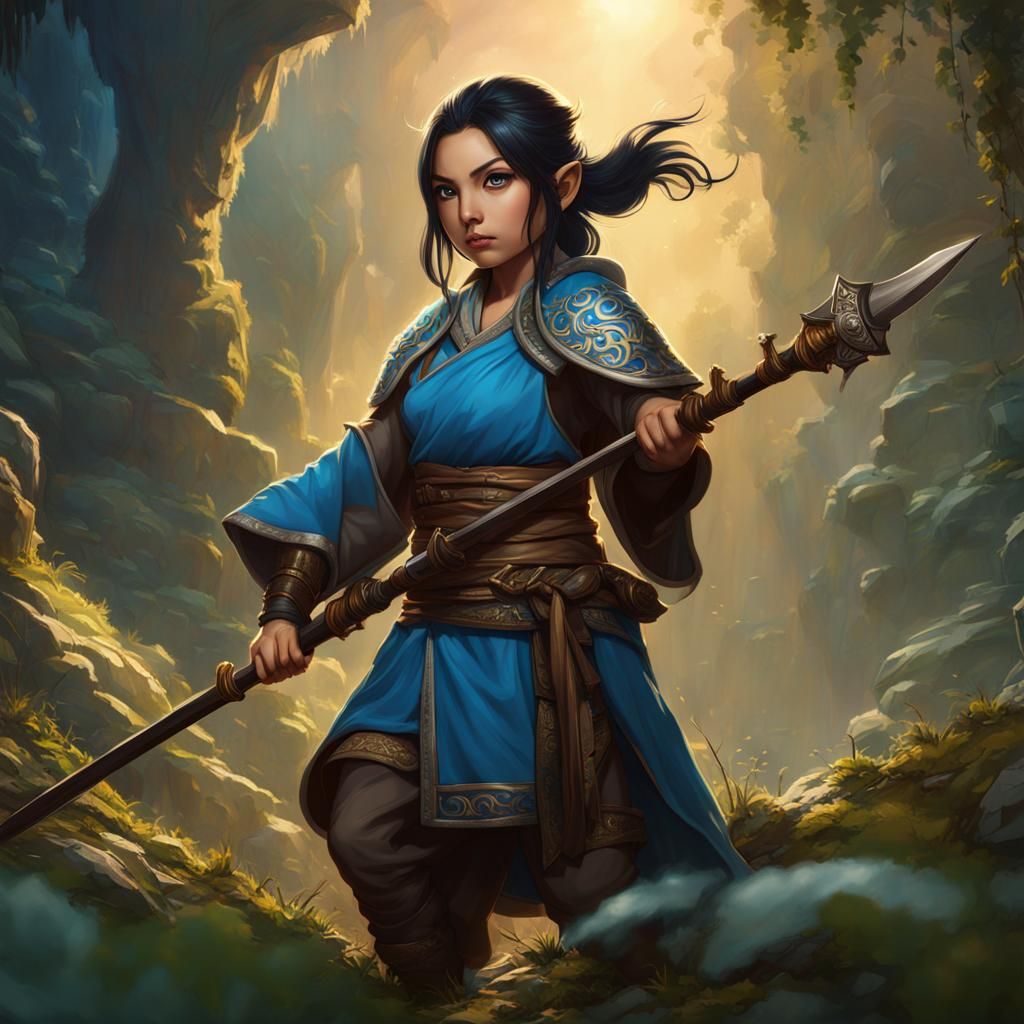 Halfling Monk Character Art in Detailed Digital Painting