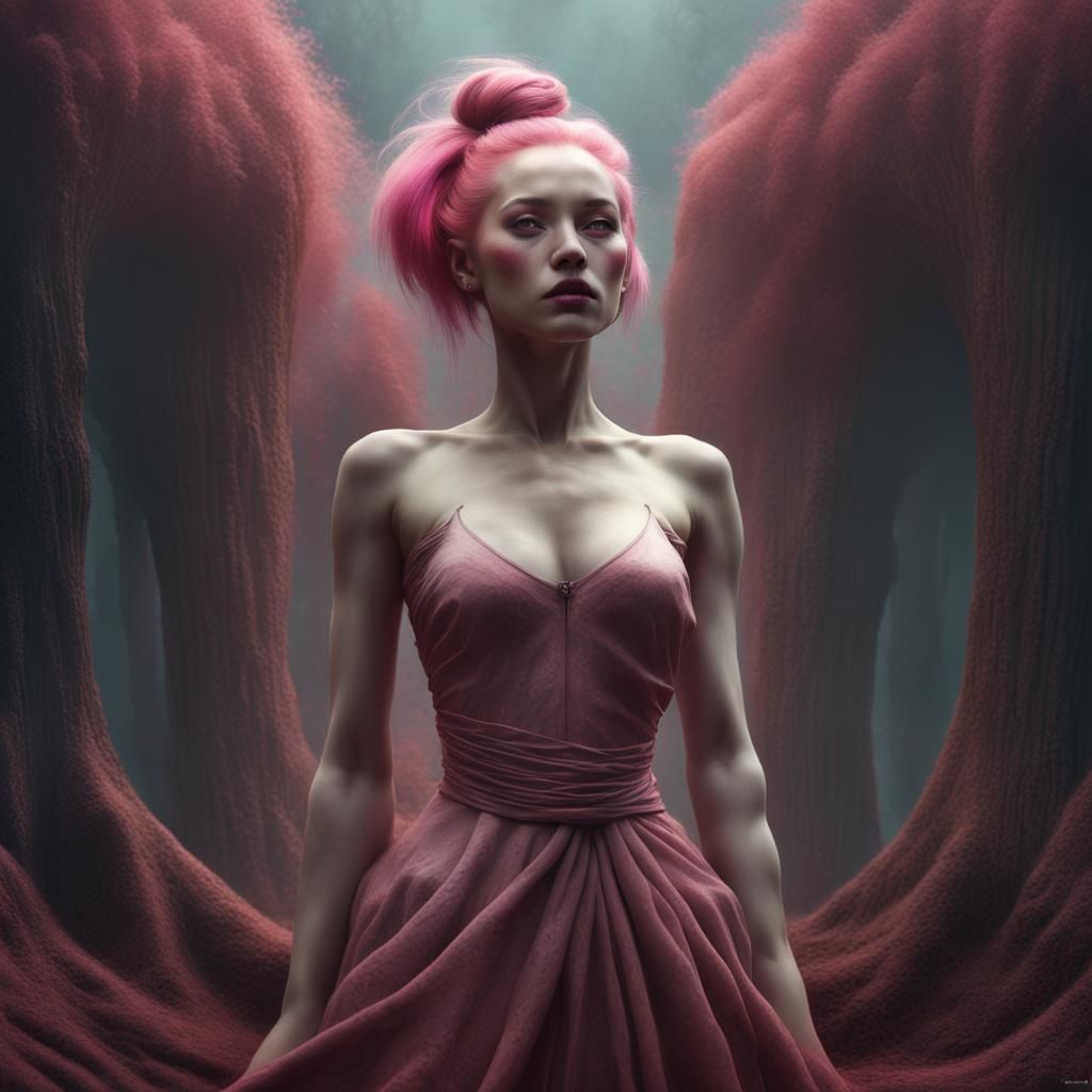 Beautiful Woman Portrait in Beksinski-Inspired Style