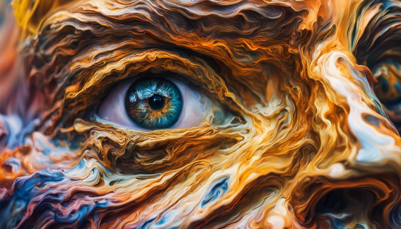 Surreal Melting Face in Vibrant Oil Painting