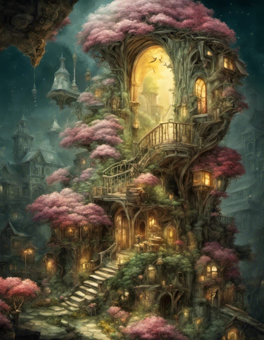 Enchanted Garden Treehouse in Maximalist Style