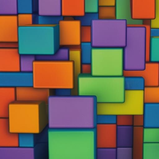 Colorful Tetris Blocks in Abstract Formation