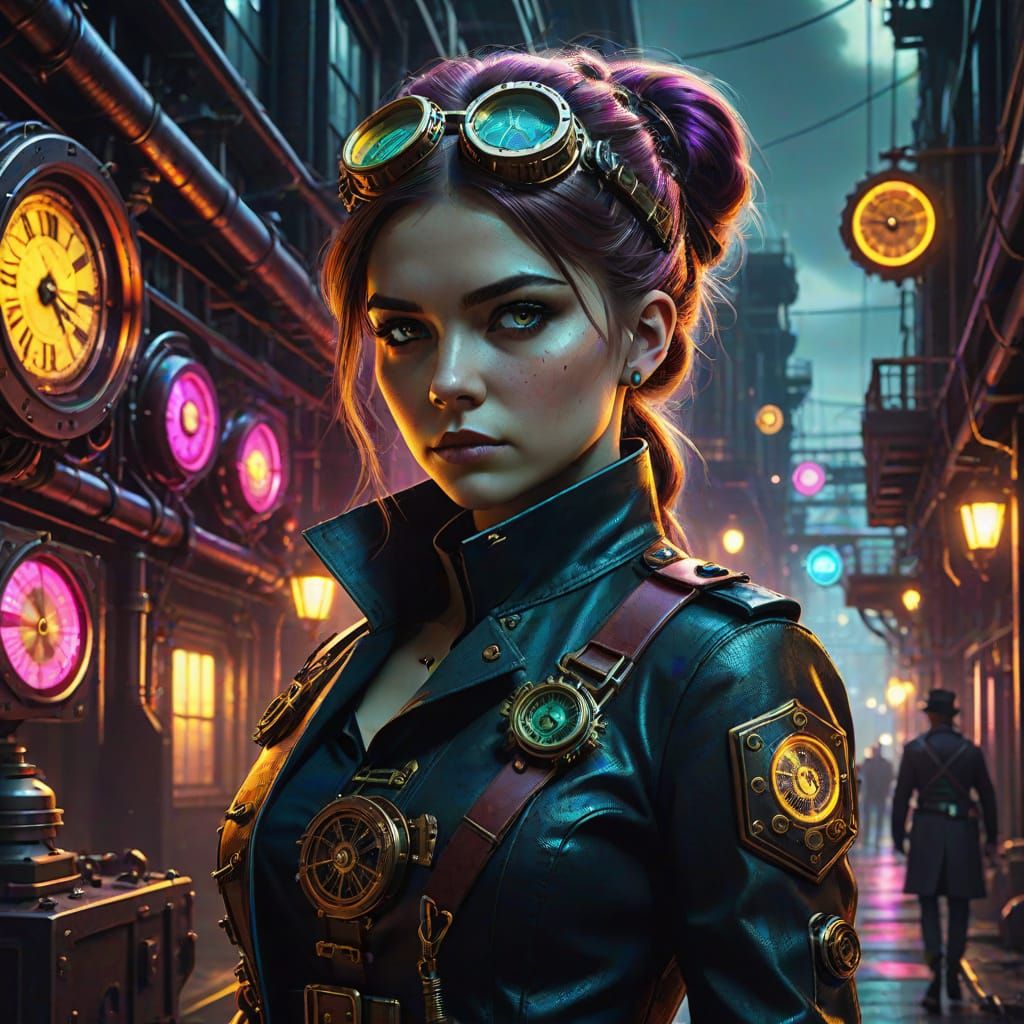 Steampunk Caitlyn Kiramman in Moody Film Noir Style