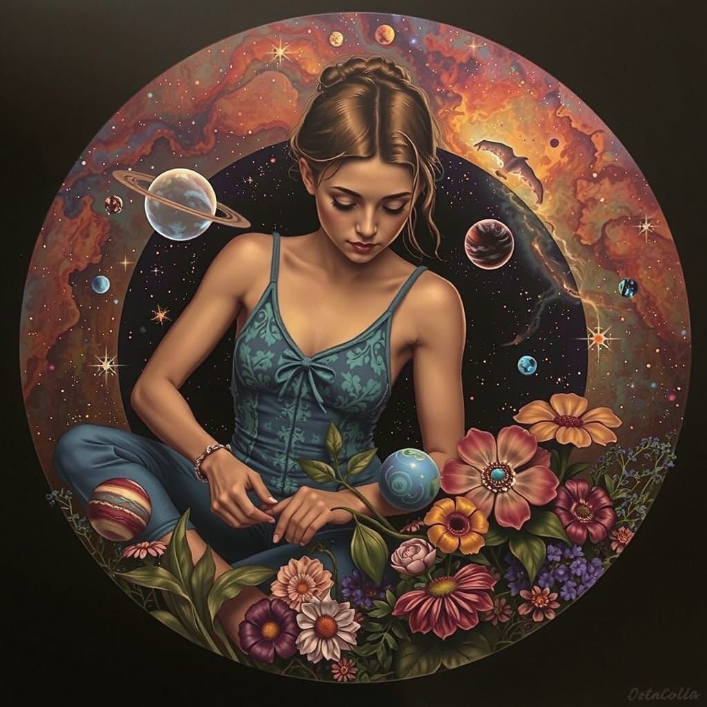 Cosmic Gardener Tending Nebula Garden