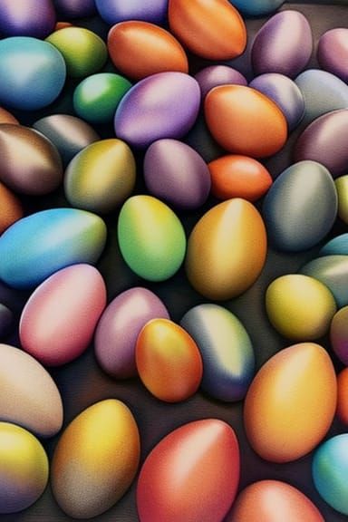 Chicken Laying Rainbow Easter Eggs: Photorealistic Masterpie...