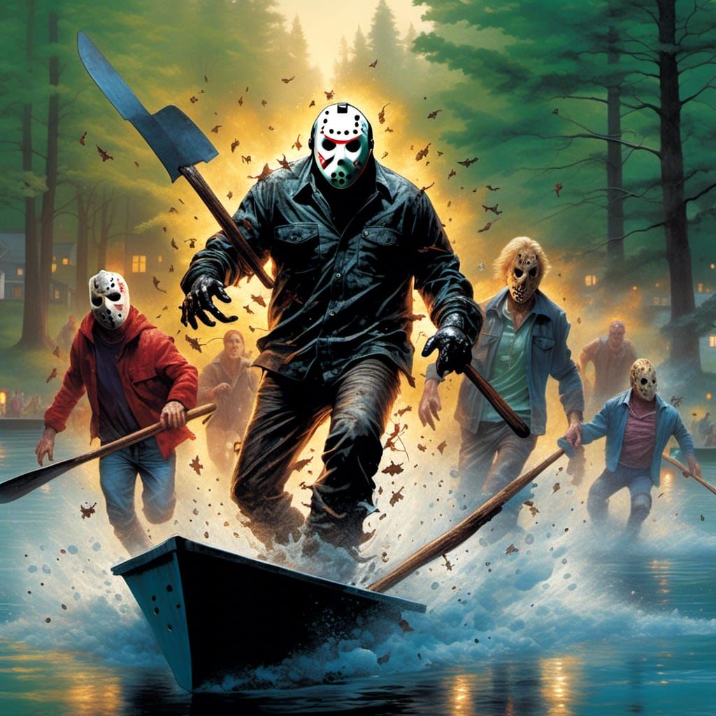 Jason Voorhees Chasing Counselors at the Lake