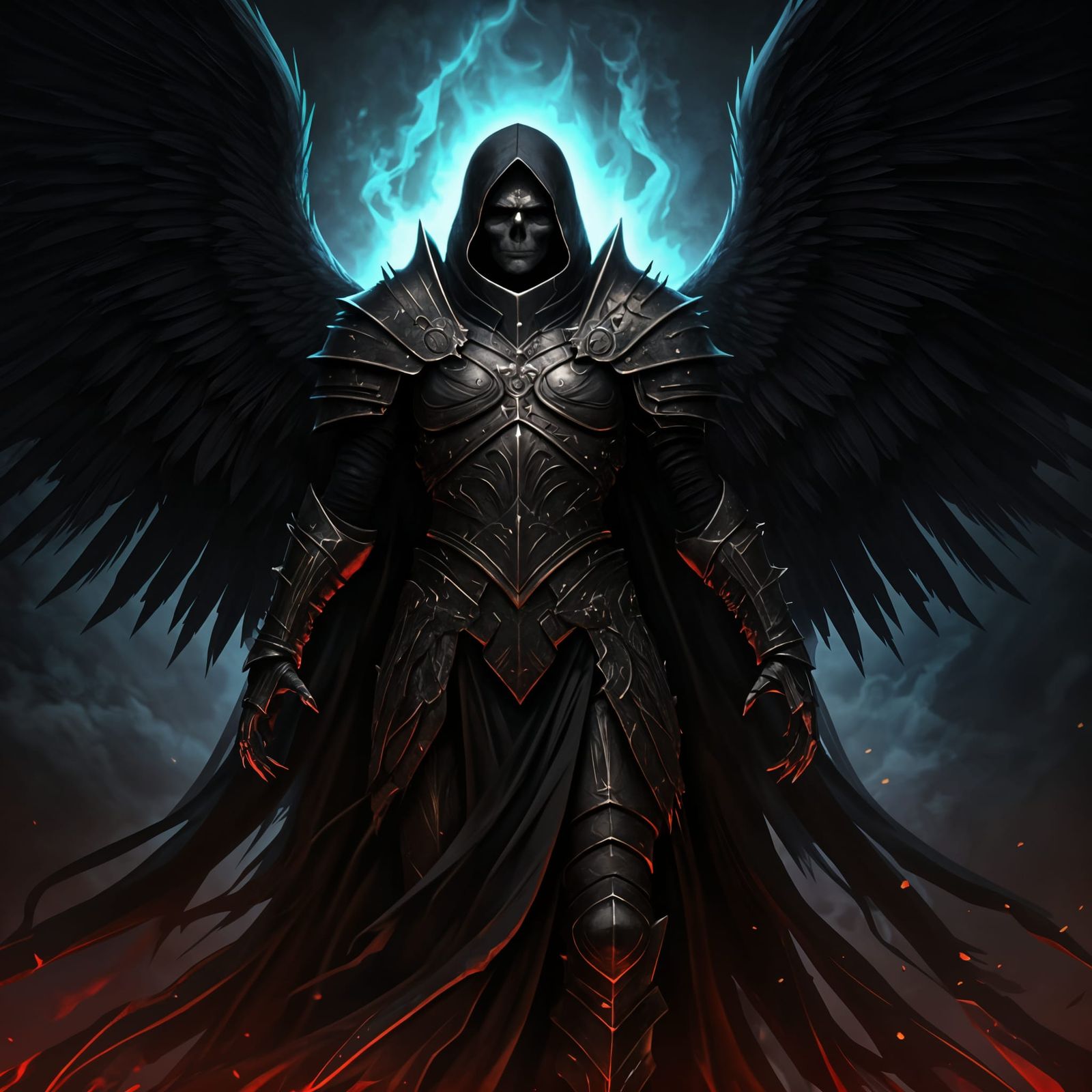 Majestic Black Angel of Death in Dark Fantasy Art