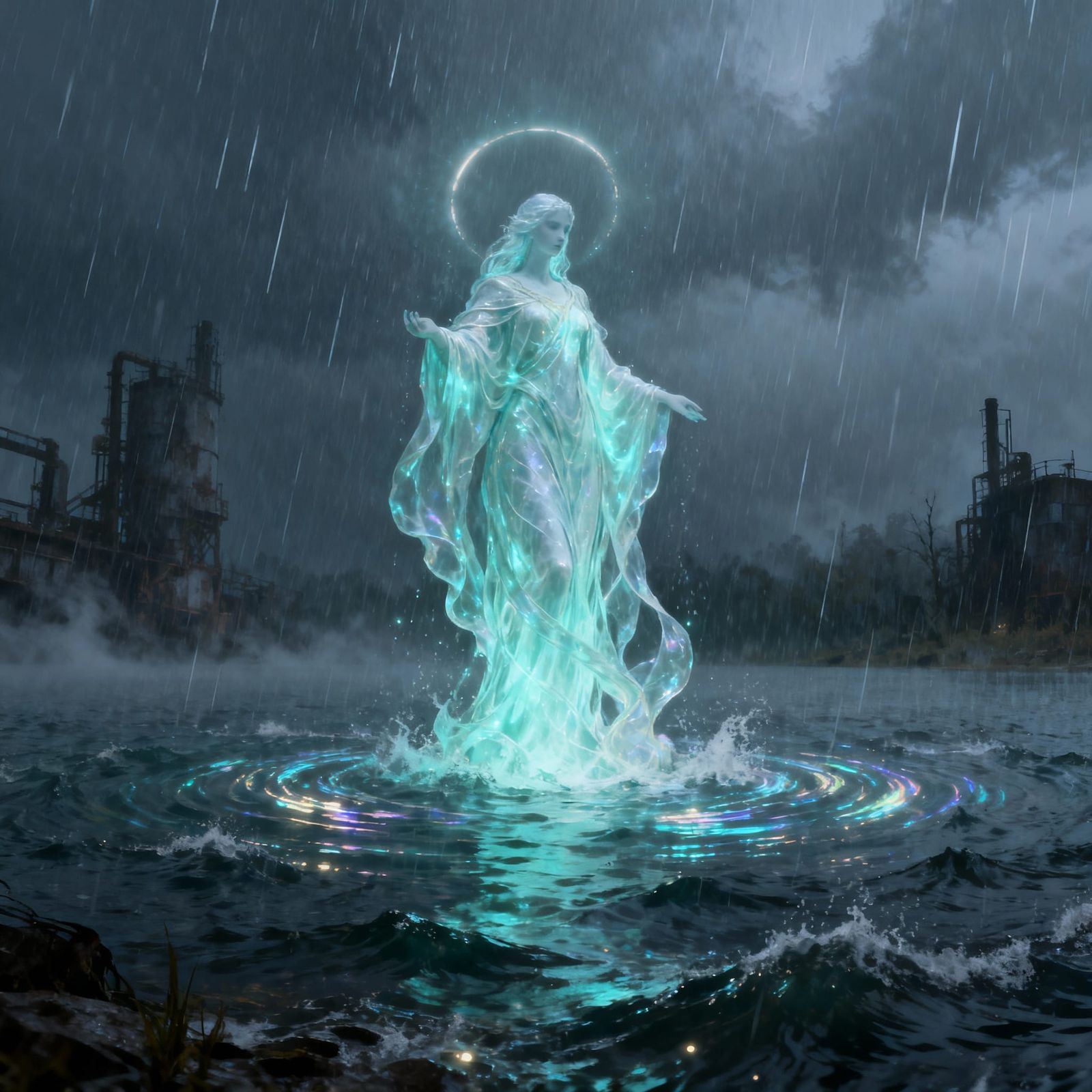 Mystical Water Spirit in Ethereal Light