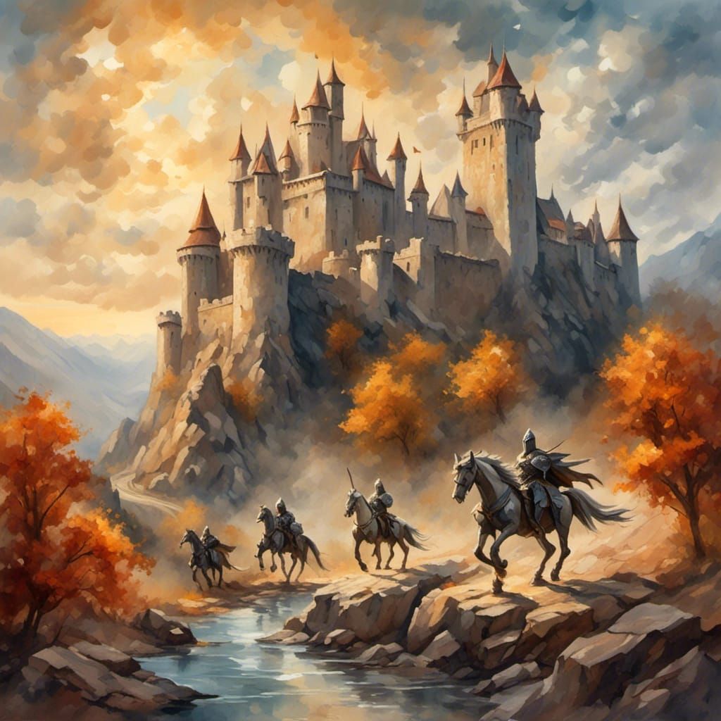 Epic Medieval Fantasy Knights and Dragons in Oil