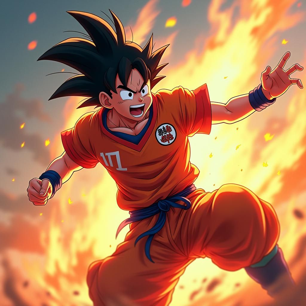 Goku in Flamengo Jersey: Anime-Inspired 3D Rendering