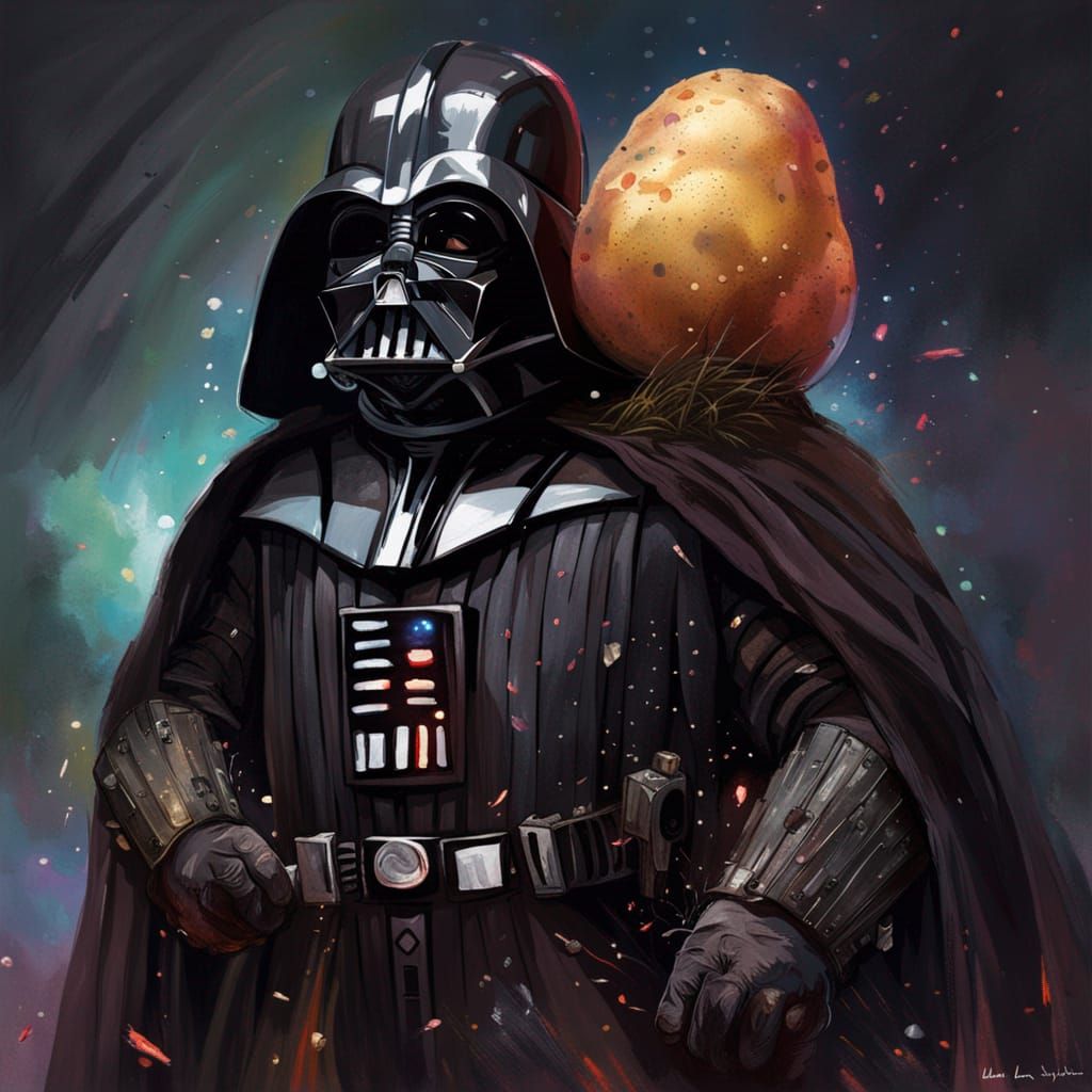 Potato Darth Vader Portrait in Digital Art Style