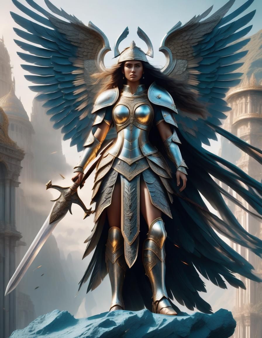 Winged Goddess in Armor: Digital Matte Painting