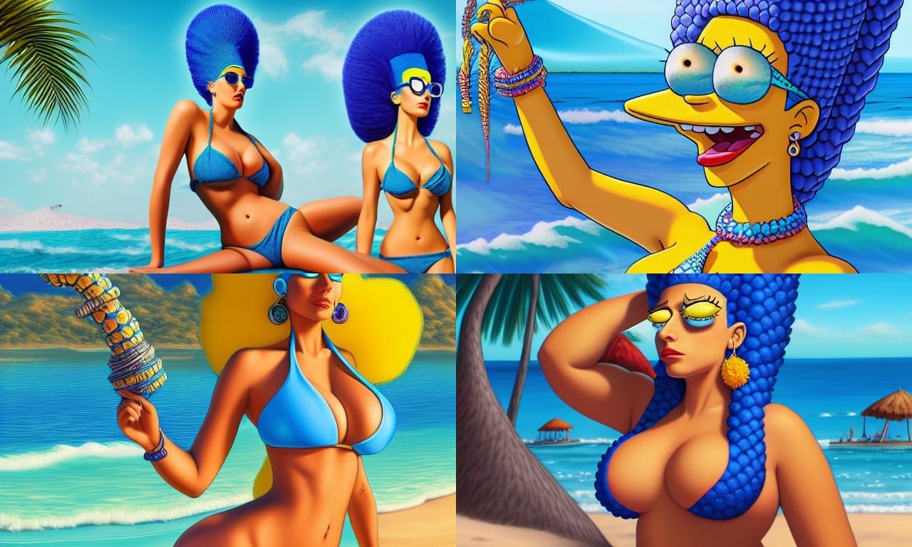 Marge Simpson Posing as a Bikini Model