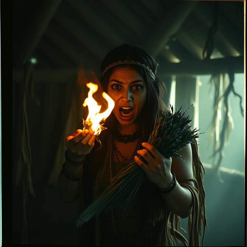 Terrified Woman's Ritual: Summoning Spirits with Sage
