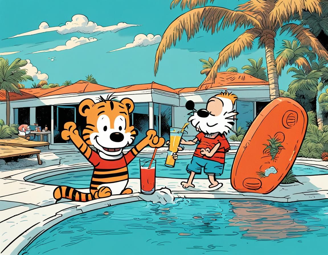Calvin and Hobbes Inspired Summer Pool Scene