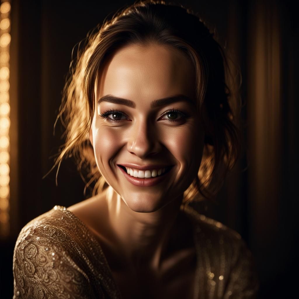 Woman in Spotlight: Hyper-Realistic Portrait