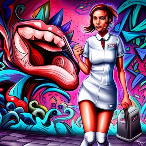 Dental Nurse in Graffiti Art Style