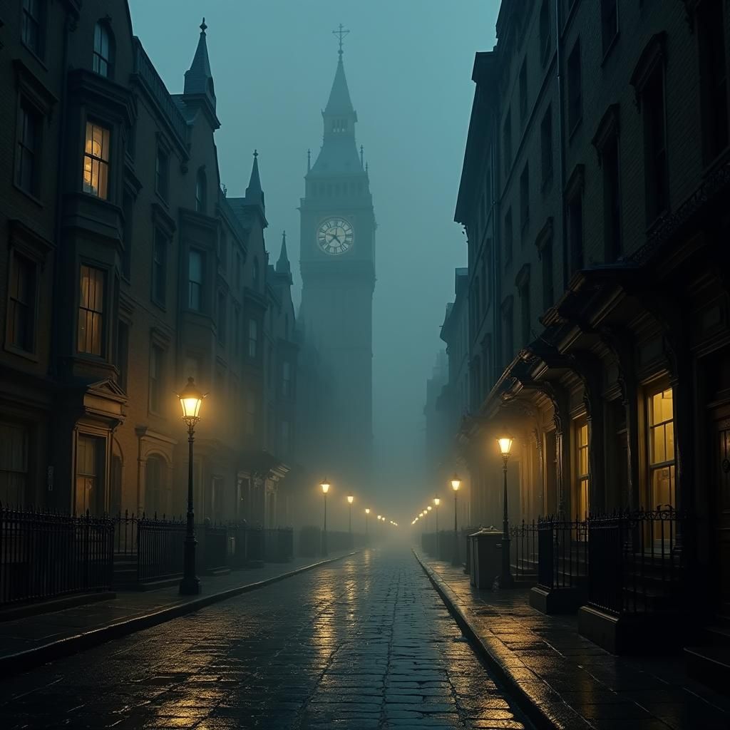 Victorian Street at Dusk: Moody Matte Painting