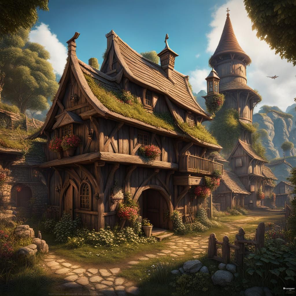 Fantasy Village Archives Paper: Detailed Matte Painting