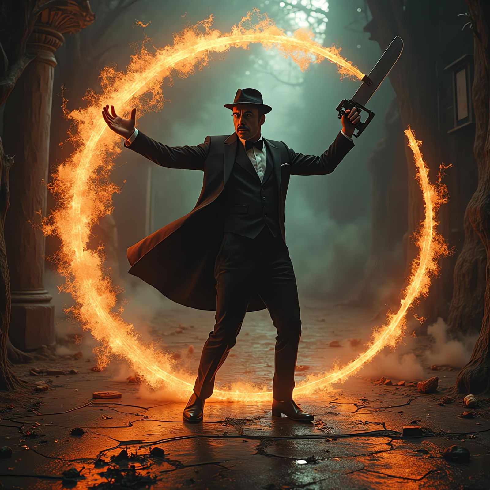 Noir Detective's Gothic Spree in Living Nexus